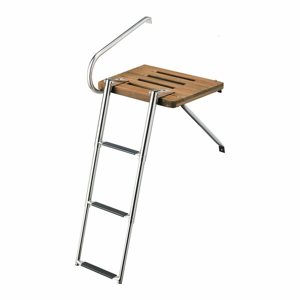 Whitecap Teak Teak Swim Platform with 3-Step Telescoping Ladder 68902